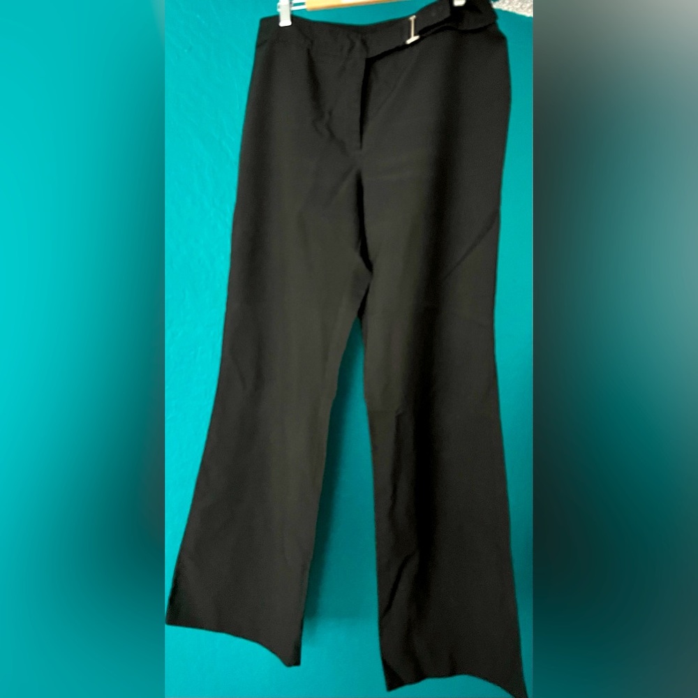 Black self-belted dress pants